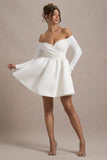 Marta White Bardot Long-Sleeve Mini Dress