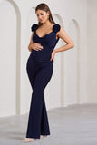 Posy Navy Maternity Cowl Jumpsuit With Flower Design