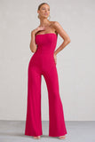 Darya Hot Pink Bandeau Wide Leg Jumpsuit