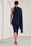 New Chapter Navy Asymmetric Maternity Midi Dress With Cape