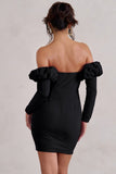 Laurie Black Bardot Puff Long Sleeve Mini Dress