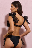 Afloat Black Organza Bikini Top With Bows