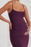Raquel Plum Maternity Cami Midi Dress With Split