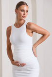 Paige White Sleeveless Split Maternity Midi Dress