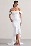 Cotillion White Sweetheart High-Low Maxi Dress With Ruffle Hem