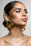 Zinna Gold Flower Statement Earrings