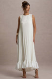 Hazelle Cream Chiffon A-Line Ruffled Maxi Dress