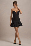 Koko Black Sweetheart Mini Dress With Ruffle Hem