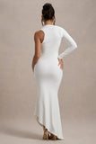 Orsa White One-Shoulder Asymmetric Maxi Dress