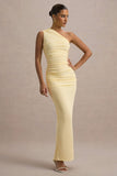 Dalarie Lemon One-Shoulder Gathered Maxi Dress